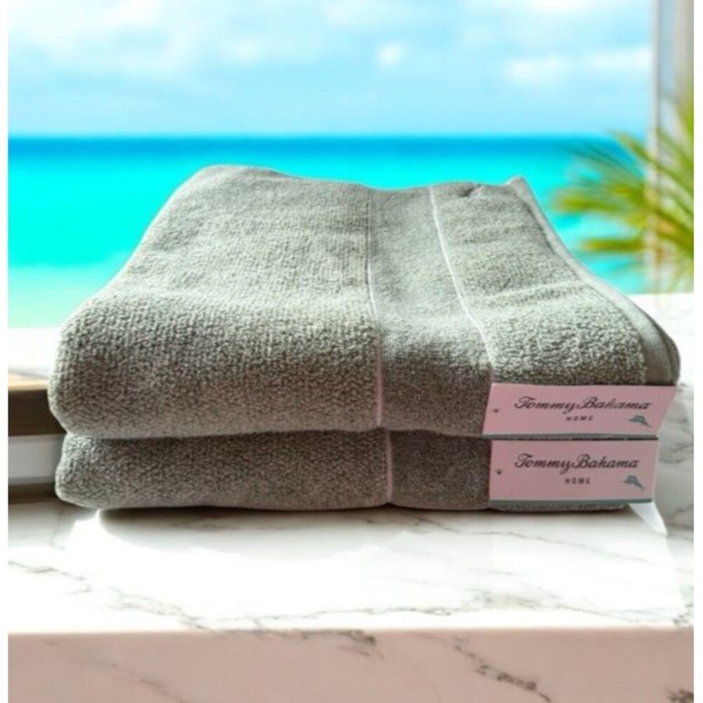Tommy Bahama Bath Towels Set of 2 High Tide Mineral Green Quick Dry 100% Cotton